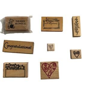 Mixed Lot of Rubber Stamps Cats, Hearts, Congratulations